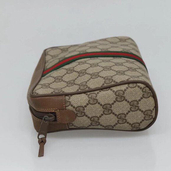GUCCI GG Supreme Web Sherry Line Clutch Bag PVC Beige 89 01 002 Auth BA2470 - Picture 13 of 16